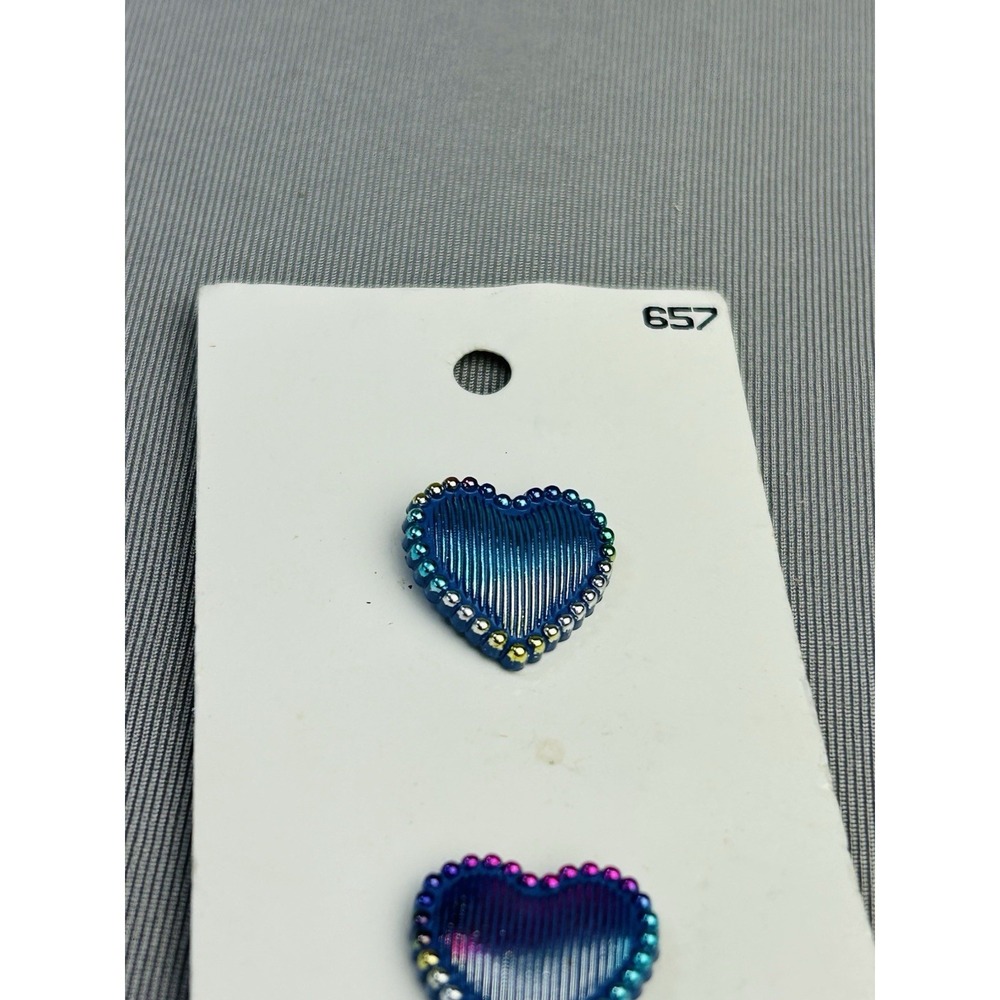 Rainbow Iridescent Hearts Plastic JHB Buttons NEW On Card Set Of 2 - Picture 3 of 11